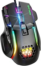 WolfLawS Wired Gaming Mouse, Computer PC Gaming USB Mice with 12 RGB Backlit Modes, High-Precision Adjustable 12800 DPI, 10 Programmable Buttons, Ergonomic Plug Play Gamer Mouse for Laptop Mac
