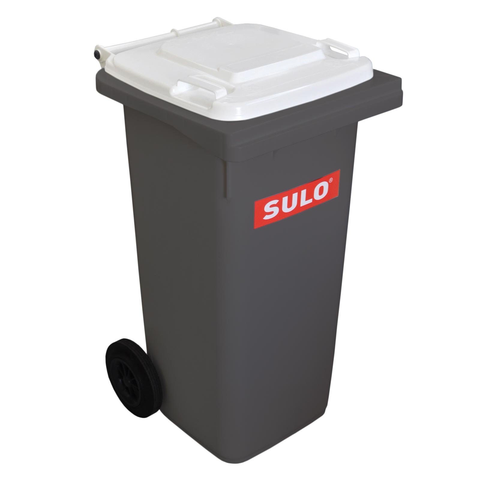 Cubo de basura 2 ruedas, contenedor a basura SULO 120 L, gris con cubierto Blanco (22315)