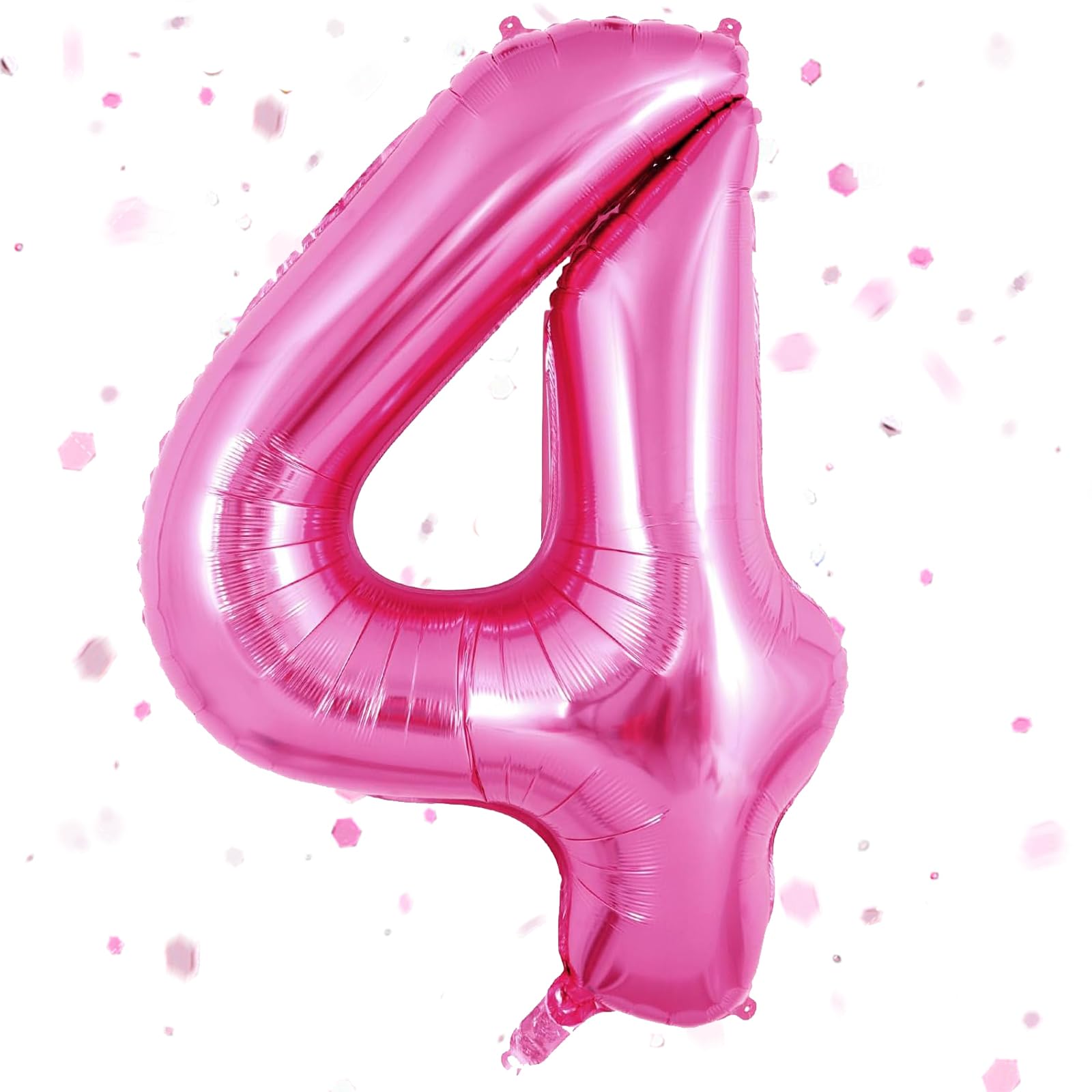 UDRKFOPK Hot Pink Number Balloon 4, 40 Inch Foil Balloon, 1 Count, Self Sealing, Reusable, Perfect for 4th Birthday Decoration