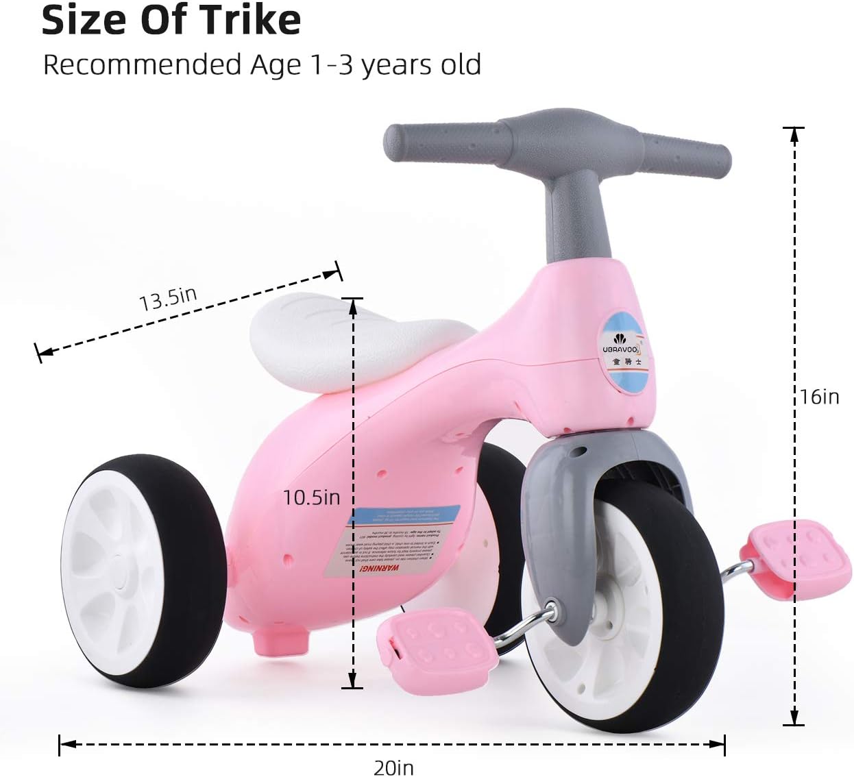 Pink Rideon Toys Gifts Indoor Outdoor Tricycle for 13 Years Old Boys