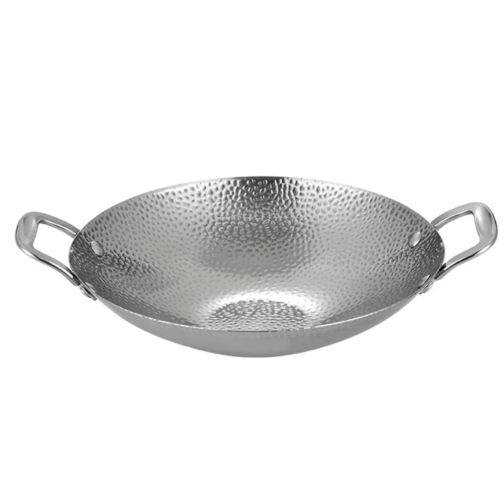 Hintyne Mini Wok Stainless Steel Wok, 9 Inch Dual-Handled Mini, Nonstick Round Bottom, Thick Induction for Stir-Fry, Soups and Pastas
