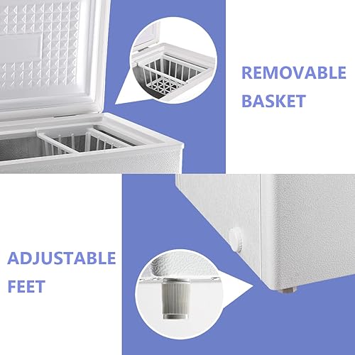 Miniatura 8 de WANAI Deep - Congelador de pecho de 5.0 pies cúbicos, mini congeladores independientes con termostato ajustable de 7 temperaturas y descongelación