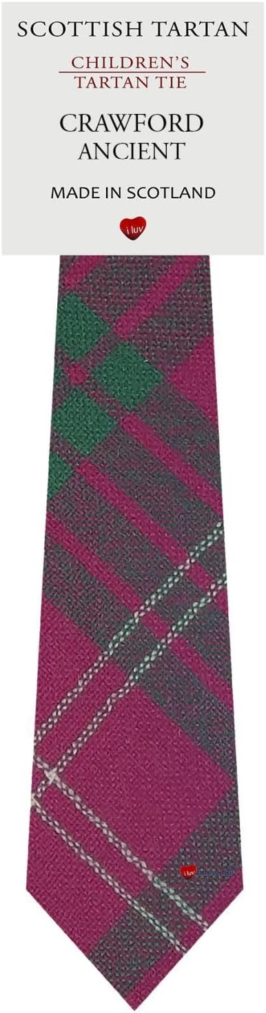 I LUV LTD Boys All Wool Tie Woven And Made in Scotland in Crawford Ancient Tartan