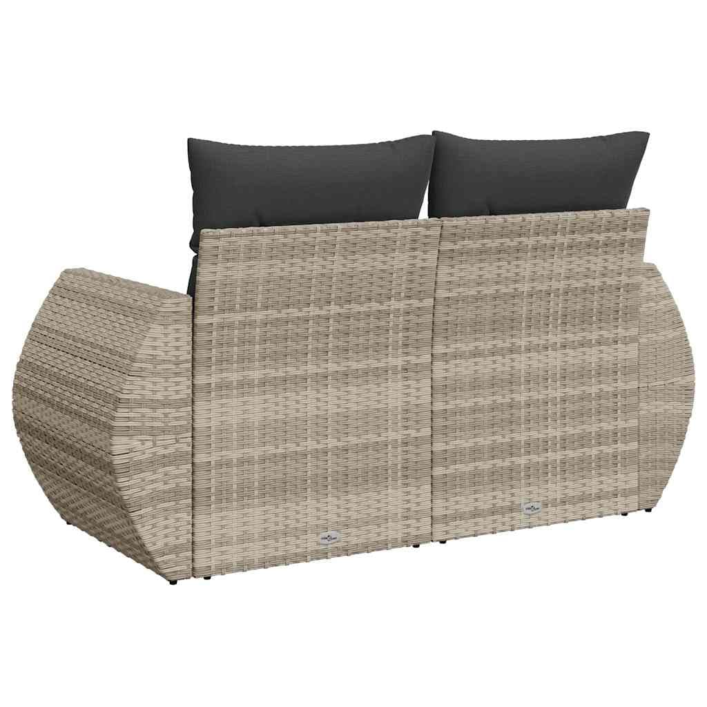 Divano da Giardino 2 Posti Grigio Chiaro in Polyrattan PE