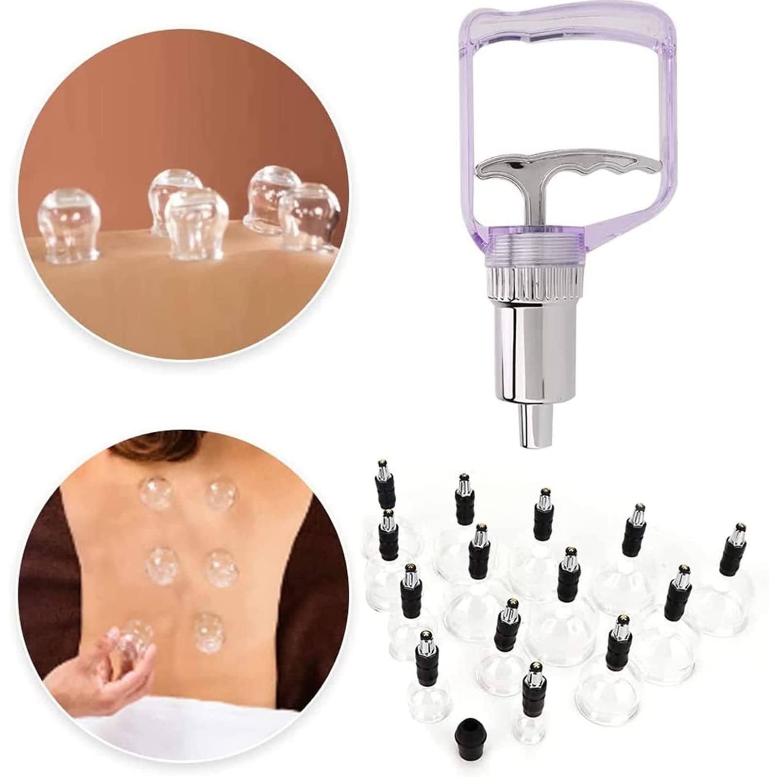 Apparecchiatura professionale per coppettazione sottovuoto cinese, set da 14 pezzi con barattoli di vetro ispessito per massaggio completo del corpo e relax
