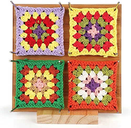 Coopay Crochet Blocking Board, Wooden Crochet Blocking Board and 20 Pins, Blocking Boards, Knitting and Crochet Projects, Knitting Blocking Board for Granny Squares, Crochet Blocker Knitting Board