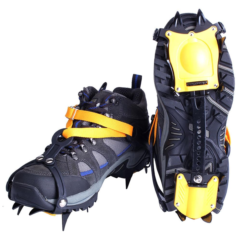 Crampons à Glace, Crampons de Traction, 1 Paire de Crampons d'alpinisme en Acier Inoxydable, 10 Dents, Crampons antidérapants avec Sac de Transport réglable pour randonnée, Escalade