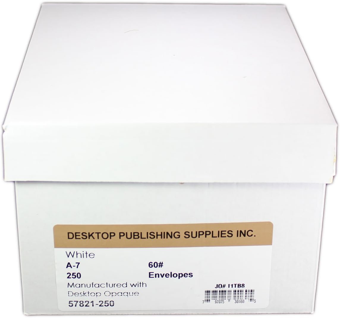 White A7 Envelopes (5 1/4" x 7 1/4") - 250 Envelopes - Perfect for 5" x 7" Invitations or Greeting Cards