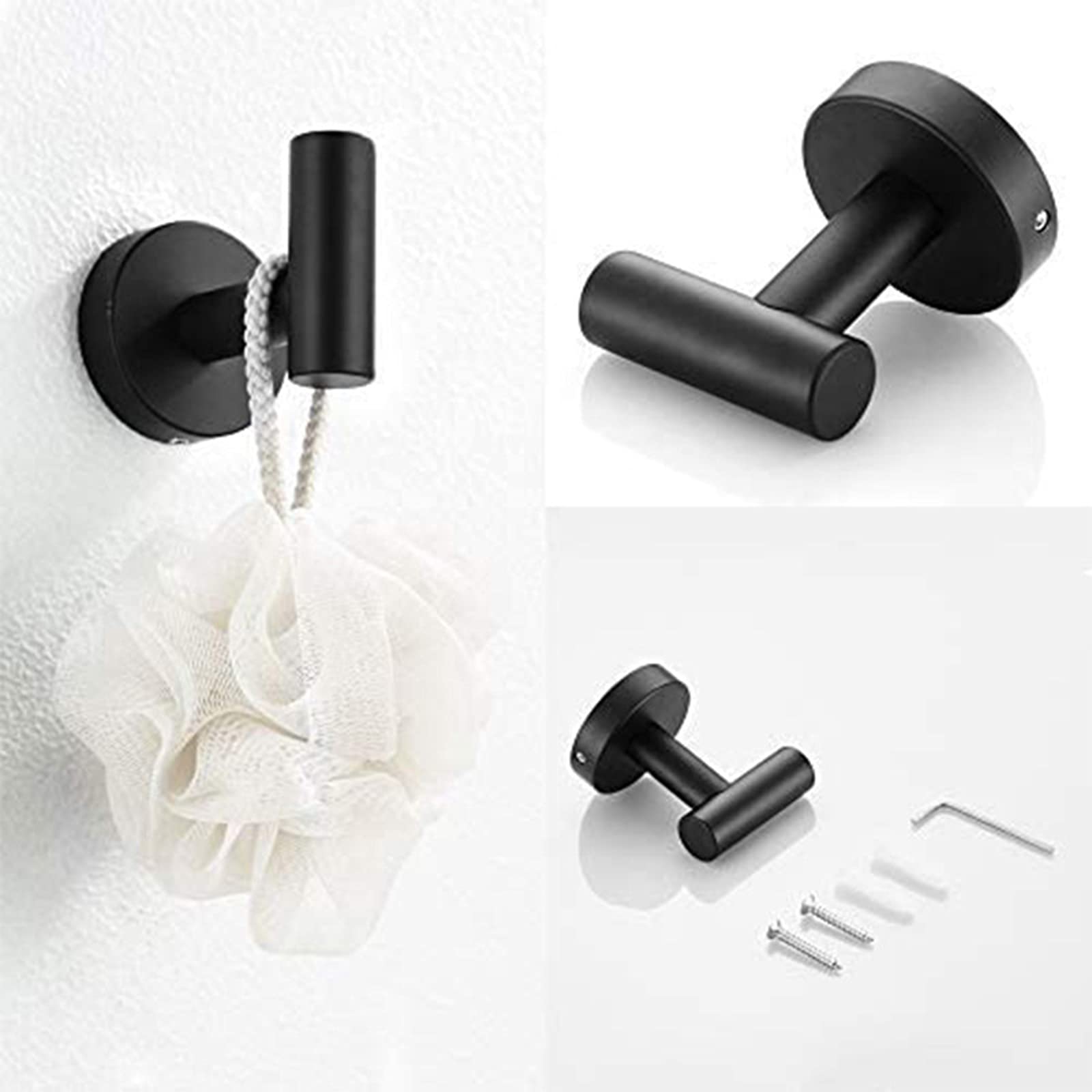 Toallero Baño - 5 Piezas Juego De Accesorios Baño Toallero Barra + Portarrollos para Papel Higiénico +3 Perchas, Acero Inoxidable, Instalación del Agujero, Adecuado para Baño-Cocina,Negro