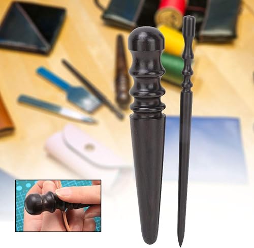 Tyenaza Wood Leather Edge Slicker, 2pcs Ebony Wood Leather Craft Slicker Round Burnisher Leather Polished rods Edge Burnisher Slicker Tool - 2