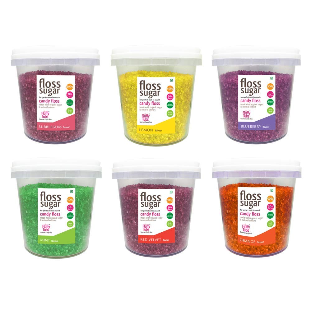 Candy Floss Sugar/Cotton Candy Sugar/Flavoured Sugar Bubblegum, Blueberry, Red Velvet, Mint, Lemon and Orange Flavour 500gms x 6 (Organic Sugar & Natural Colours) (B08RX9YTDX) Amazon Price History, Amazon Price Tracker