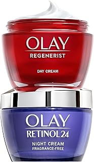 Olay Retinol 24 Night Cream + Olay Regenerist Face Cream, Moisturiser Face Women Skin Care Sets & Kits, 2x 50 ml