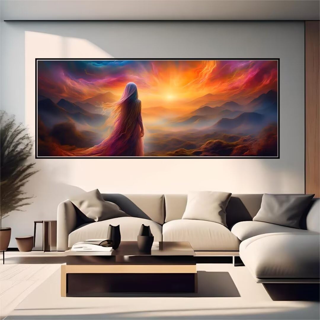 5D DIY Diamond Art Kits for Adults, Large Size 50x20in Full Drill Woman Diamond Art, Sunset Diamond Painting Paint by Numbers Kits for Beginner Gift, Diamond Painitng Kits for Room Decor Gifts c-7