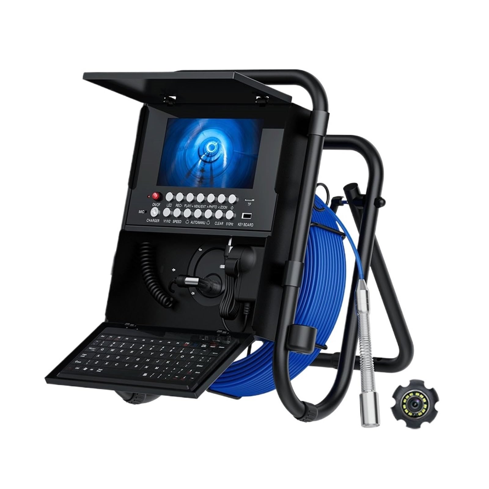 YNIYUJKL Drain Inspection Camera 7‘' Sewer Inspection Pipe Camera With Self-Level And 512Hz Locator Drain Sewer Pipe Industrial Endoscope Dvr Plumber,23mm Camera-20m