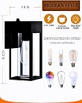 2-Pack Outdoor Wall Light Fixtures, Exterior Waterproof Lanterns, Porch Sconces Wall Mounted Lighting with E26 Sockets & Glass Shades, Modern Matte Black Wall Lamps for Patio Front Door Entryway