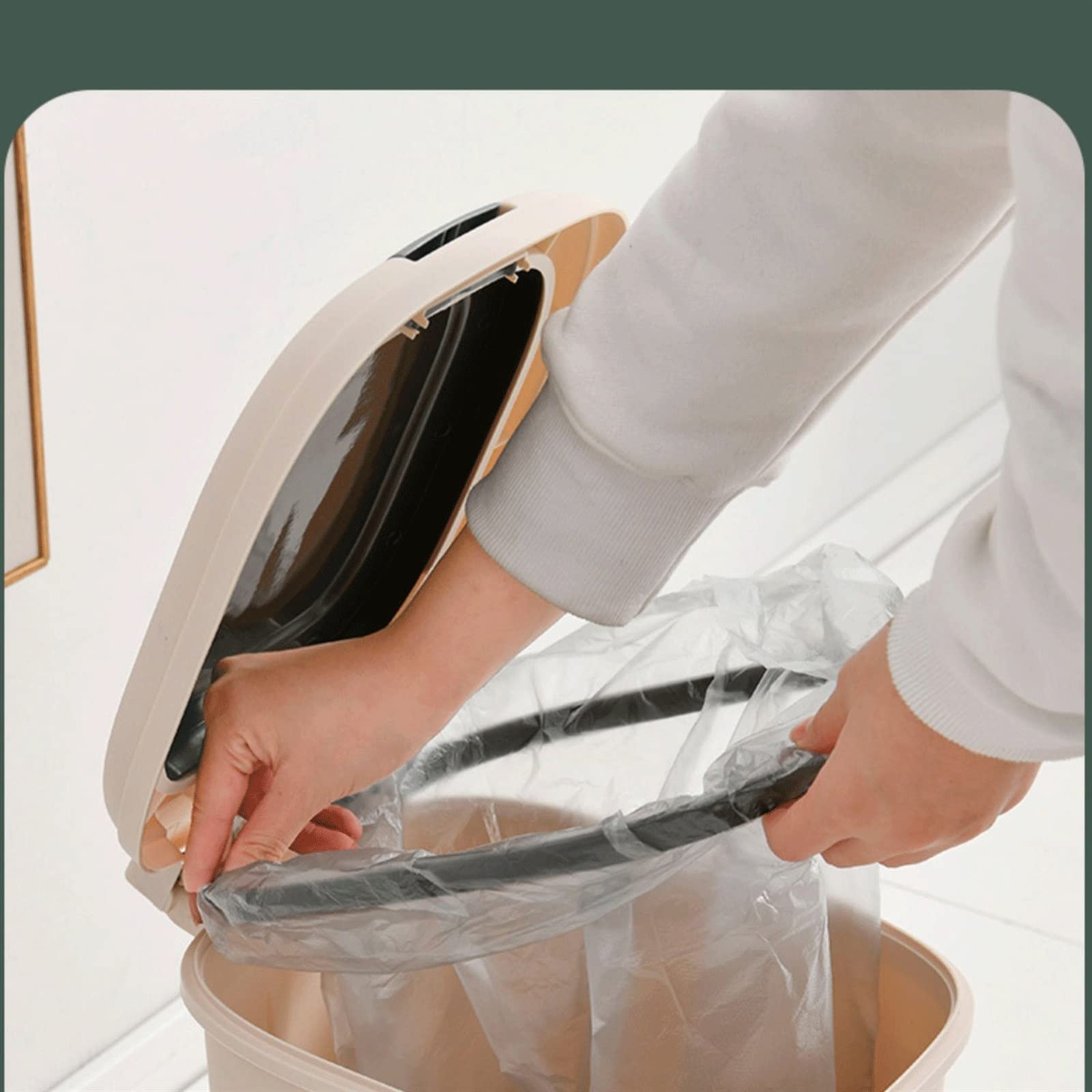 Badmülleimer 8L/10L/15L/20L Küchen-Fußabfalleimer mit Abdeckung, großer Kunststoff-Papierkorb mit großem Fassungsvermögen for Schlafzimmer, Büro Mülleimer(Weiß,20l)
