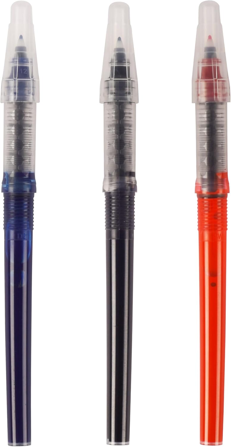 Fluency Pen Refills – Medium Tip – Smooth Quick-Dry Waterproof Ink – for NOTEFUL Fluency Stick Pens - Black, Blue & Red (Pack of 3)