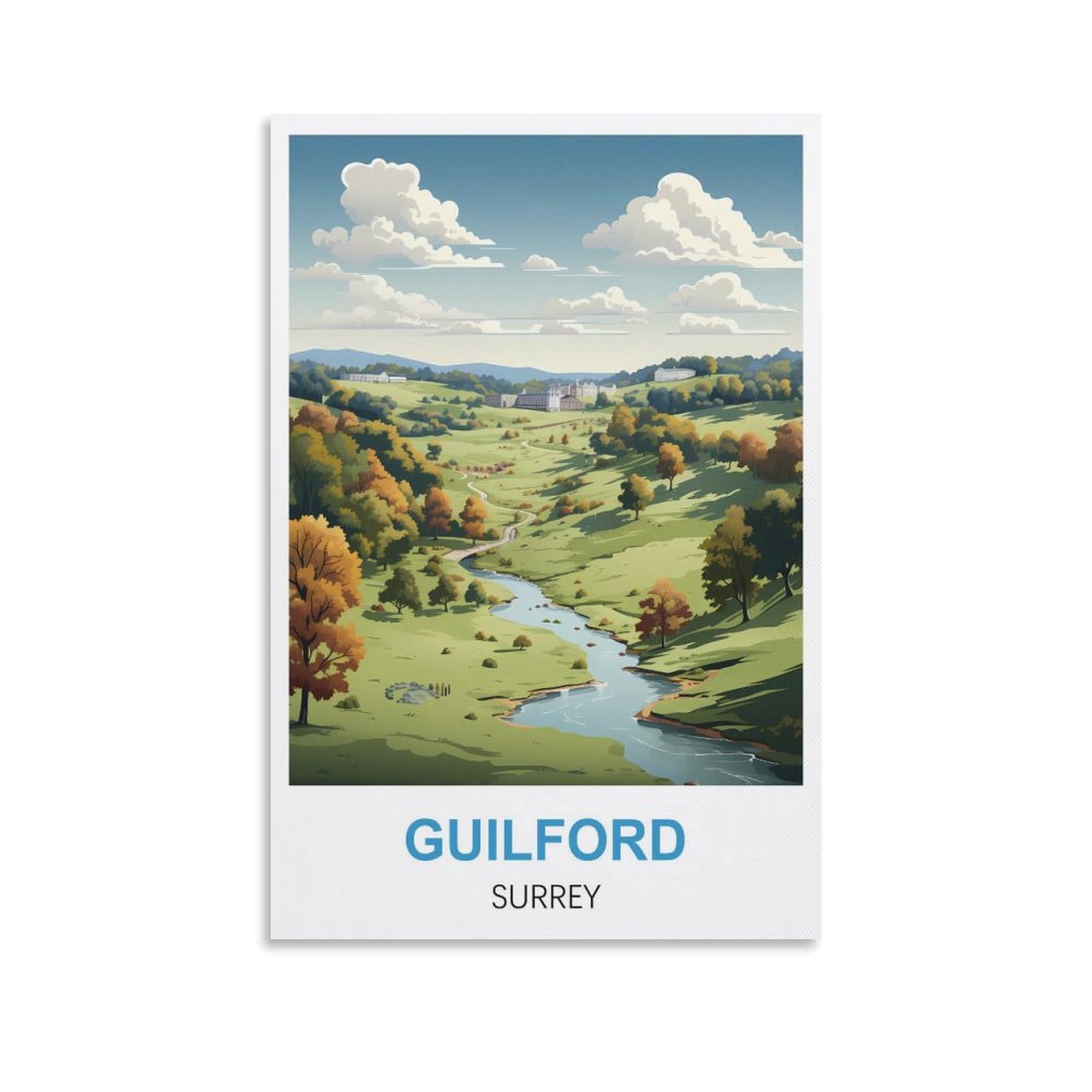 EZMLFA 5D Diamond Painting Kits for Adults,Guilford Surrey,Diamond Painting,Landscape Gem Art Kits Adult and Crafts Home Decor 40x40cm