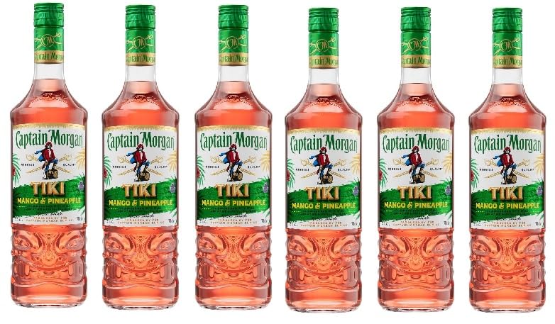 6 Flaschen Captain Morgan Tiki Köstlich-fruchtiger, aromatischer Rum | mit Ananas- und Mango-Geschmack | 25% vol | 700ml Einzelflasche | + Space Keks gratis 45 g von Onlineshop Bormann