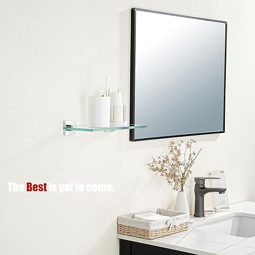 Miniatura 4 de JQK TGS201L12-CH-P2 - Estante de vidrio templado flotante para ducha, 12 x 5 pulgadas, acero inoxidable 304, cromo pulido