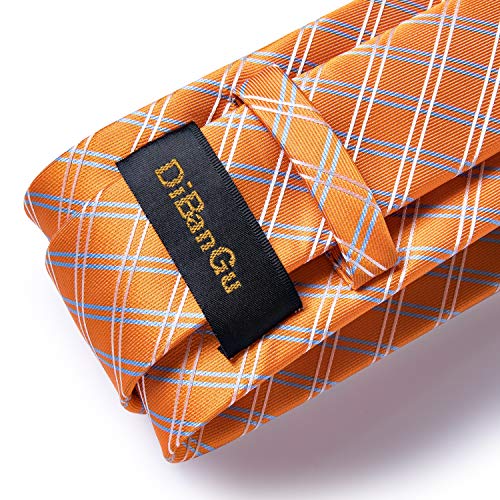 Image of DiBanGu Extra Long Tie for Men 63 inch XL Silk Necktie Set | Pocket Square and Cufflinks, Big and Tall, Jacquard Woven, Gift Box, Paisley /Plaid /Solid /Striped, for Weddinng Party Business
