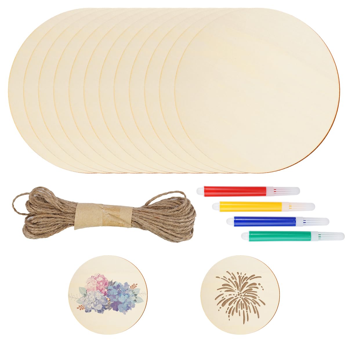 WhizNook 12 Pièces Rondin De Bois 15 Cm, Mince Rondelle Rond En