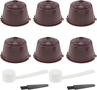 Cápsula de café reutilizable para los cerveceros Nescafé Dolce Gusto, juego de 6 filtros de cápsulas de café de colores recargables, con cepillo de limpieza y cuchara de medición, color marrón