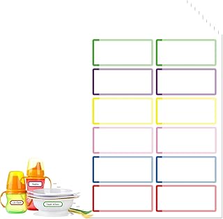 ملصقات زجاجات الأطفال 120 قطعة لمستلزمات الرعاية النهارية المقاومة للماء والقابلة لإعادة الاستخدام أسماء المدارس لأشياء علامات الصغار