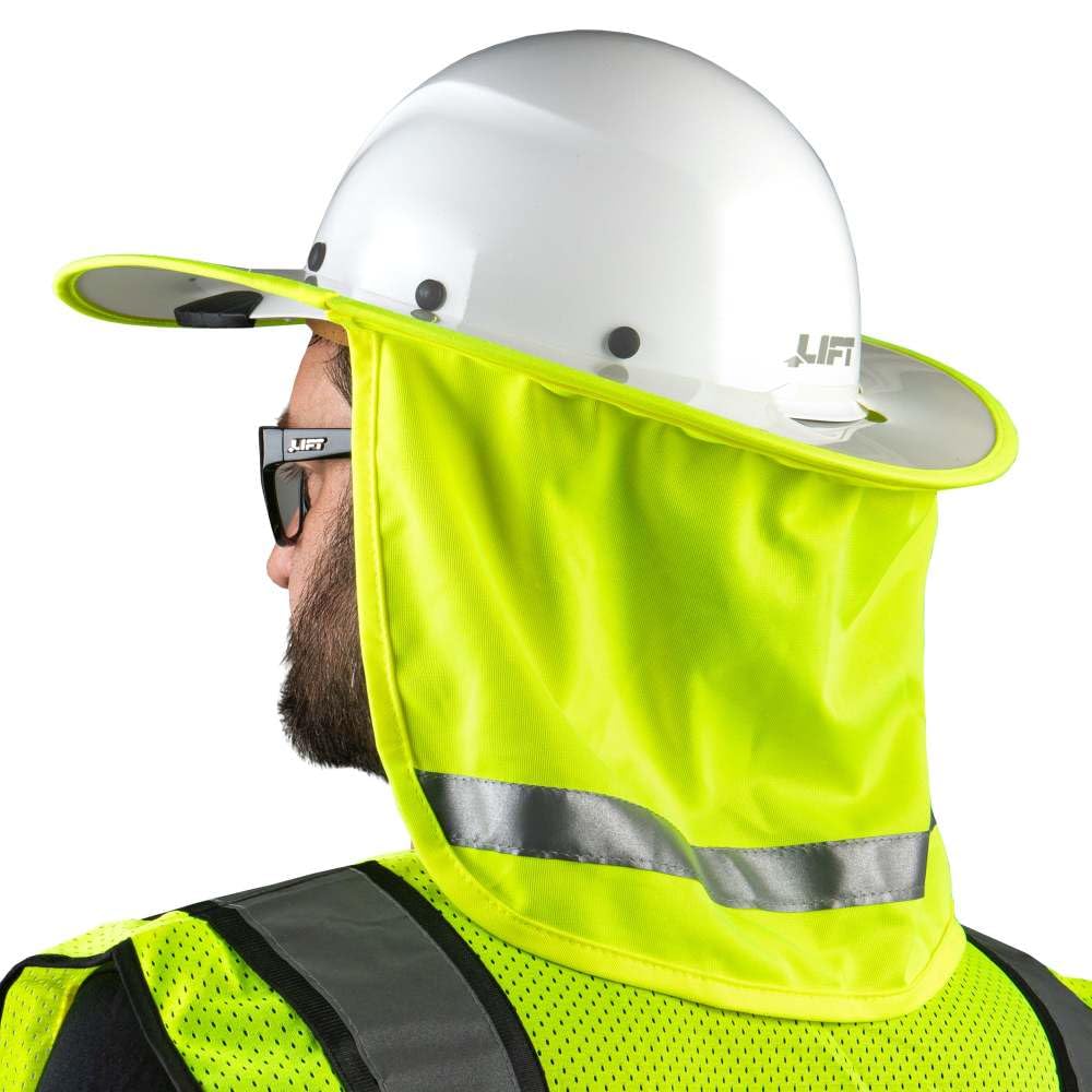 Lift Safety HDSC-20HV DAX Sunshade for Cap, Hiviz Green, One Size