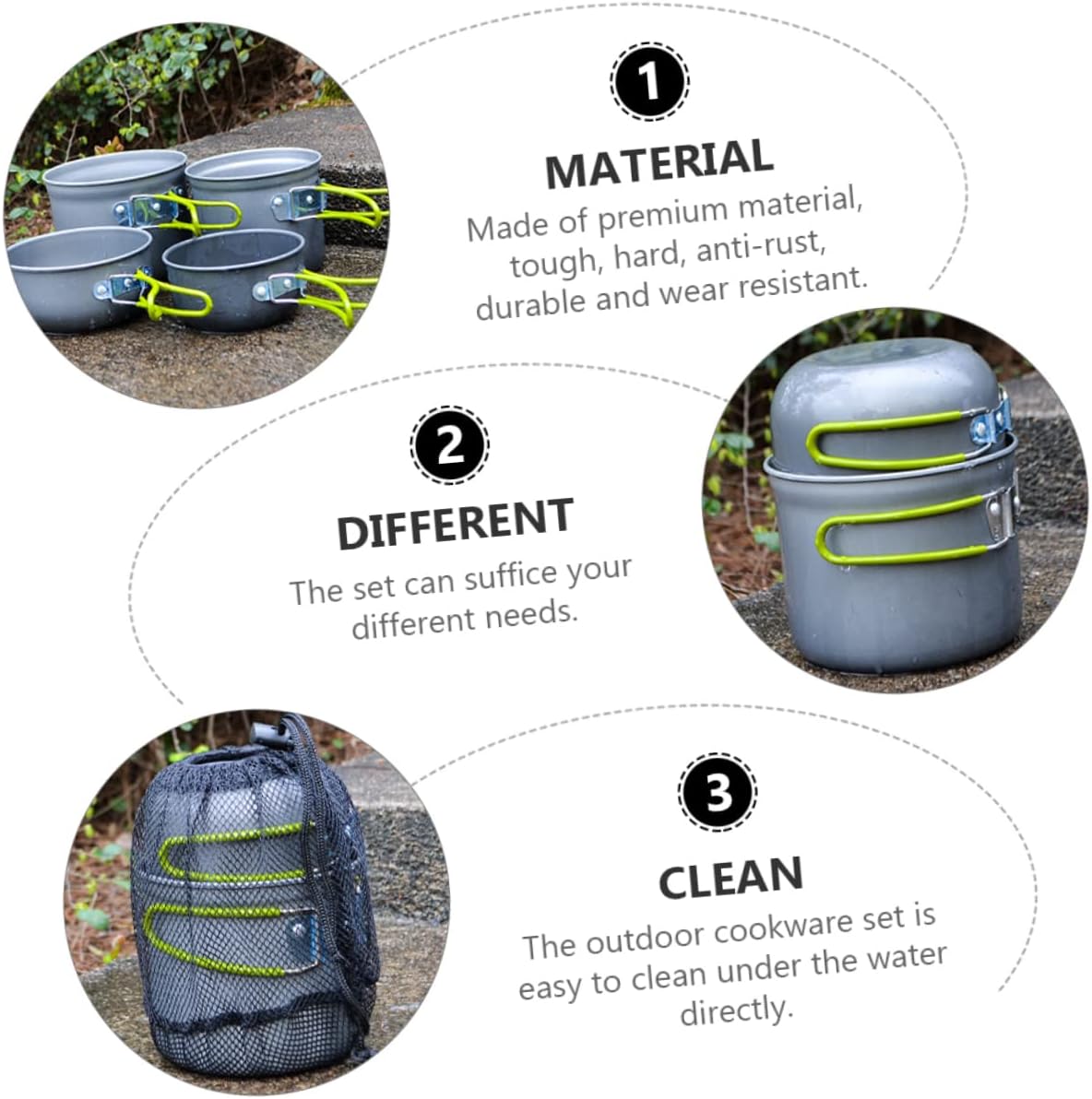 Camping Pot Foldable Handle Pot Outdoor Cooking Utensils Cookware for Camping Multi-use Lid As Frying Pan Bowl