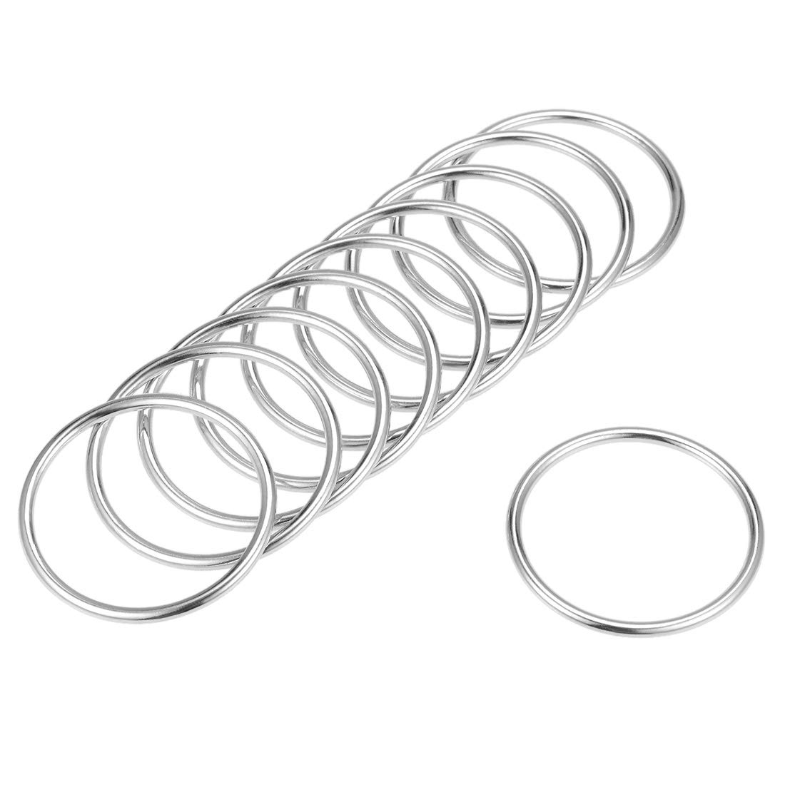 uxcell O Ring Buckle 40mm(1.6") ID 3mm Thickness Zinc Alloy O-Rings for Hardware Bags Belts Craft DIY Accessories, Silver Tone 10pcs