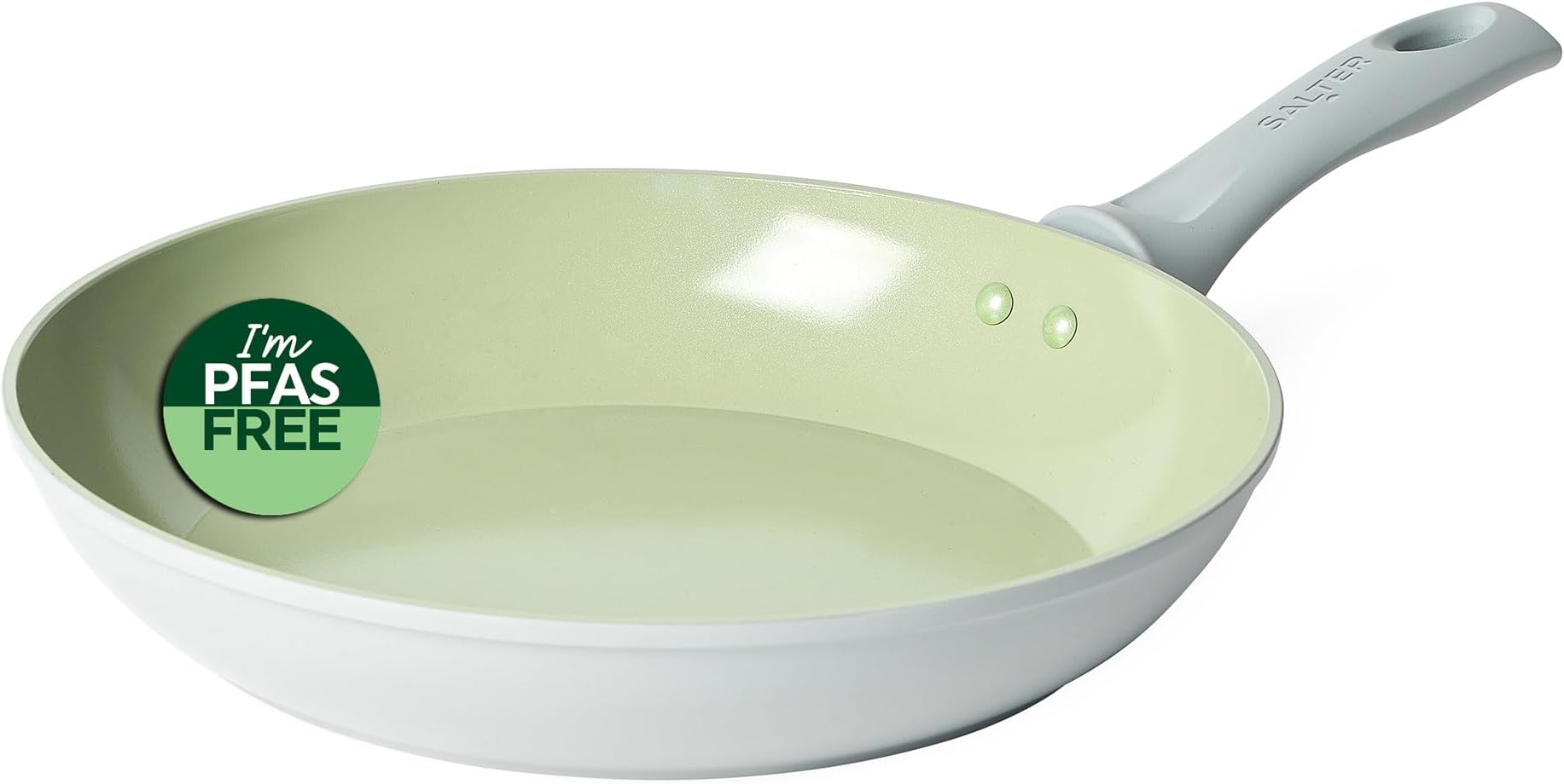 Salter Earth 28cm Frying Pan – Healthy Ceramic Non-Stick Coating, PFAS-Free Induction Cookware, Small Aluminium Egg Pancake Cooking Skillet, Easy Clean, PFOA/PTFE-Free, Stay Cool Handle, Green