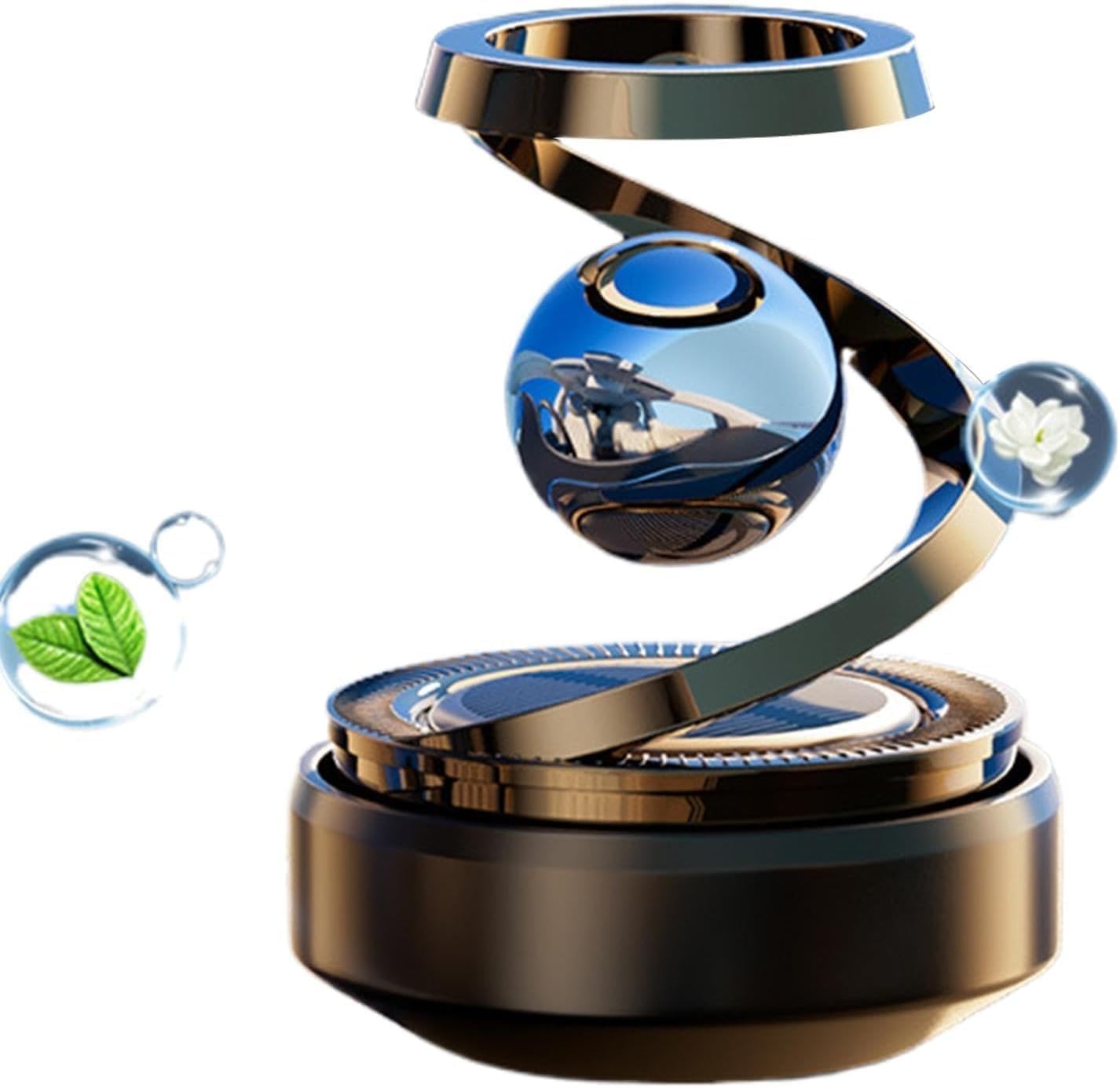 Solar Aroma Car Air Freshener, Stylish Dashboard Rotating Perfume Diffuser, Rotating Aromatherapy, Solar Powered Autorotation Decoration for Car Interior, Refillable & Eco Friendly