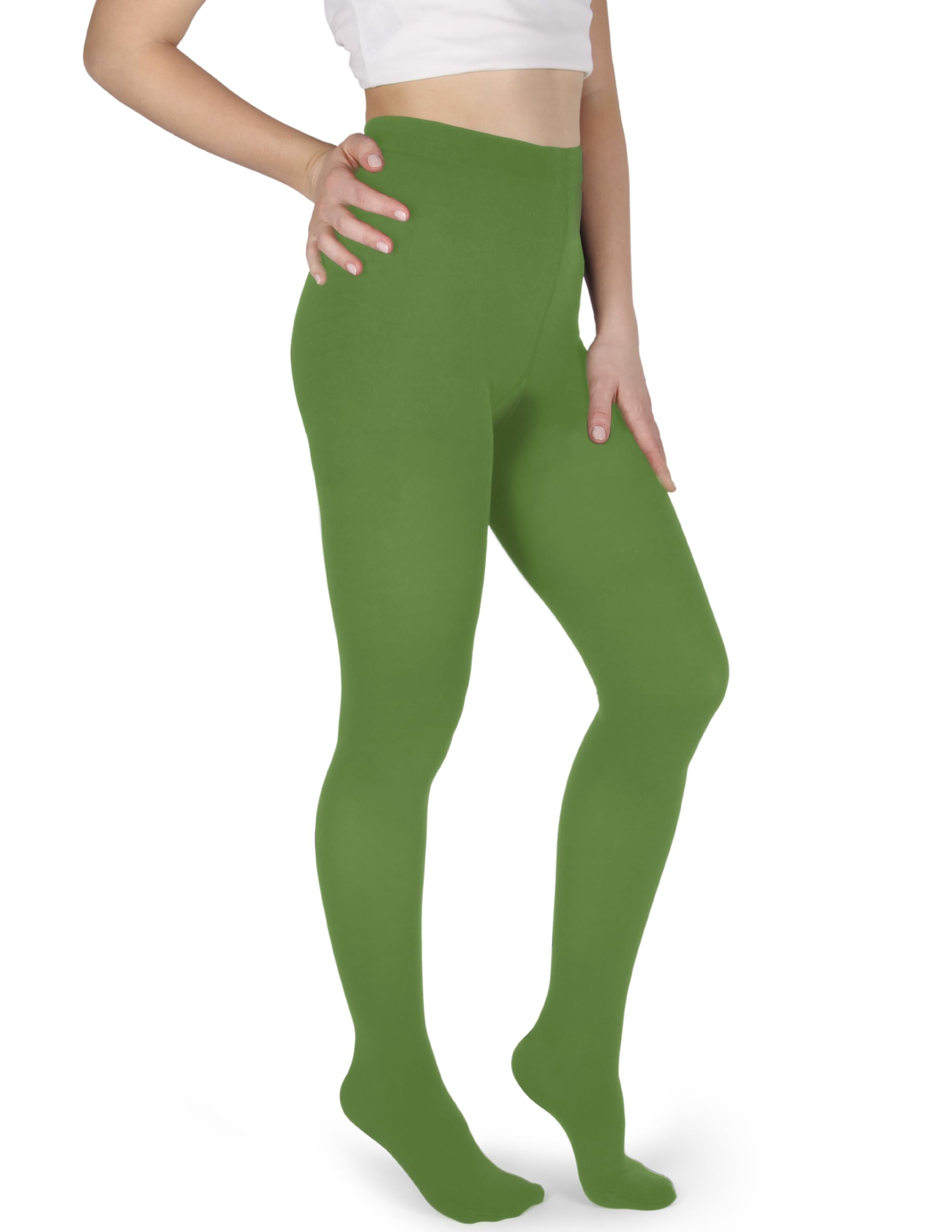 sesto senso Women's Opaque Smooth Microfibre Tights 60 DEN, Grass Green, XS-S