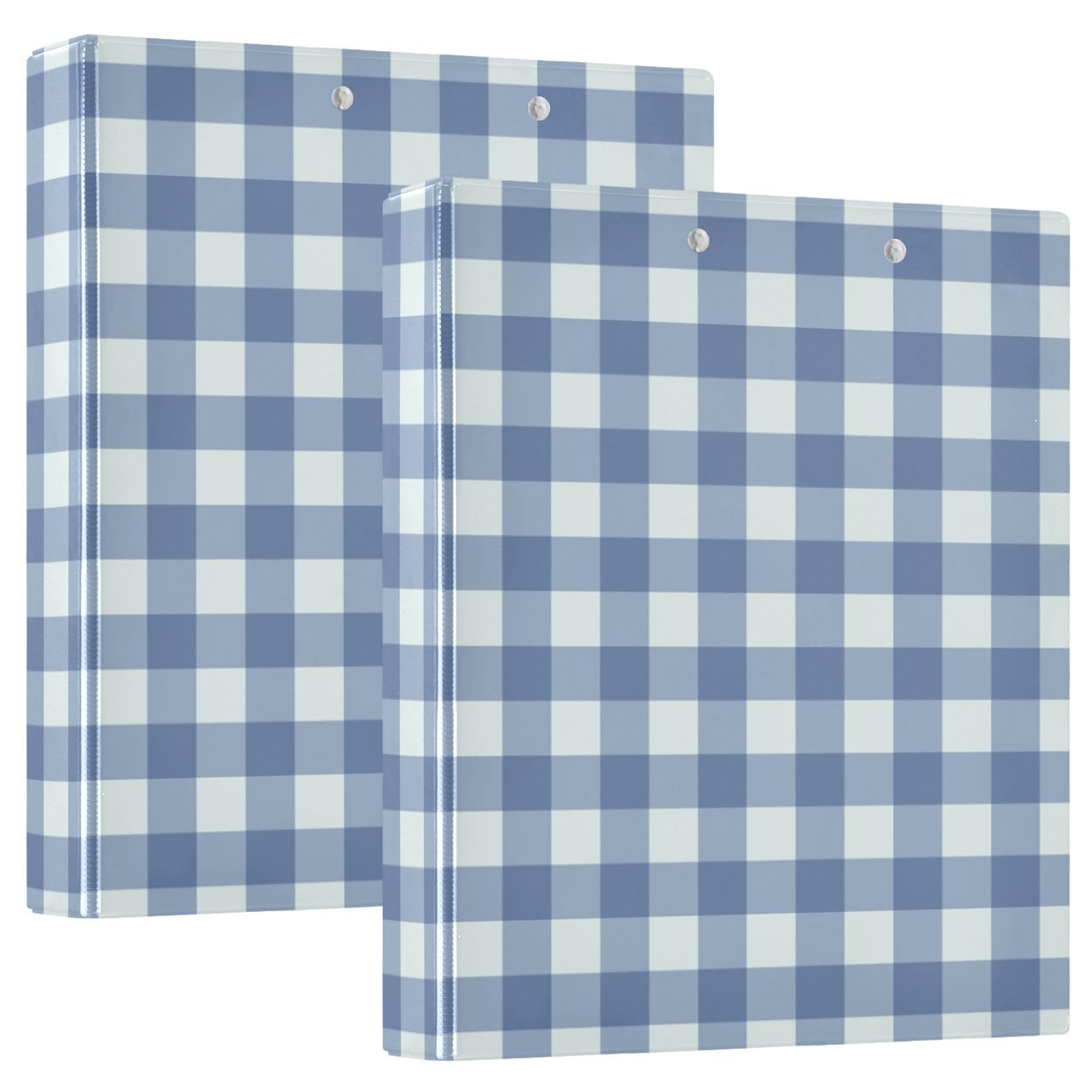 Raccoglitore ad anelli a D con motivo scozzese, grigio e blu, 3,8 cm, per carta formato lettera