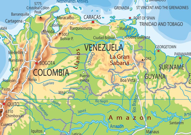 South America Physical Map - 23.3 x 16.5 Inches - Paper Laminated - Image 2