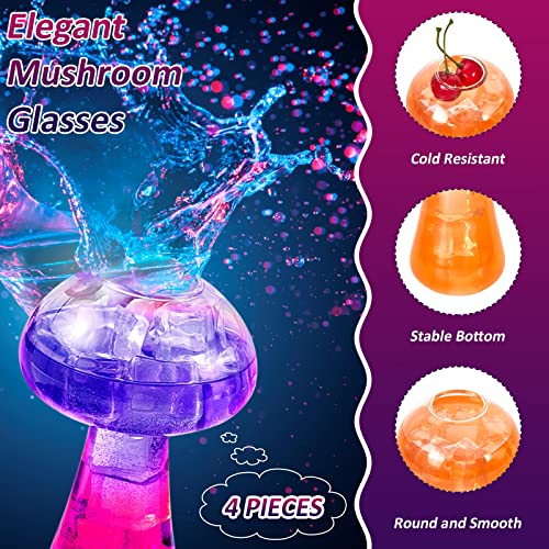 Tessco 4 Pcs Mushroom/Bird Glass Cup Creative Martini Cocktail Glass Clear Mushroom/Bird Shaped Cool Wine Glasses Novelty Drinking Glasses For Party Drinks (Mushroom) #TOP2