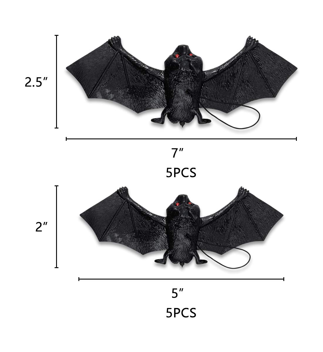 Halloween Bat Garland - 5 Pack With 16 Bats Each, Black Paper Streamers For Party Decor, Haunted House