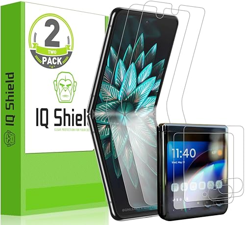 IQShield Paquete de 2 protectores de pantalla para Motorola Razr PlusRazr+ (202520242023) película de TPU transparente, instalación sin burbujas,