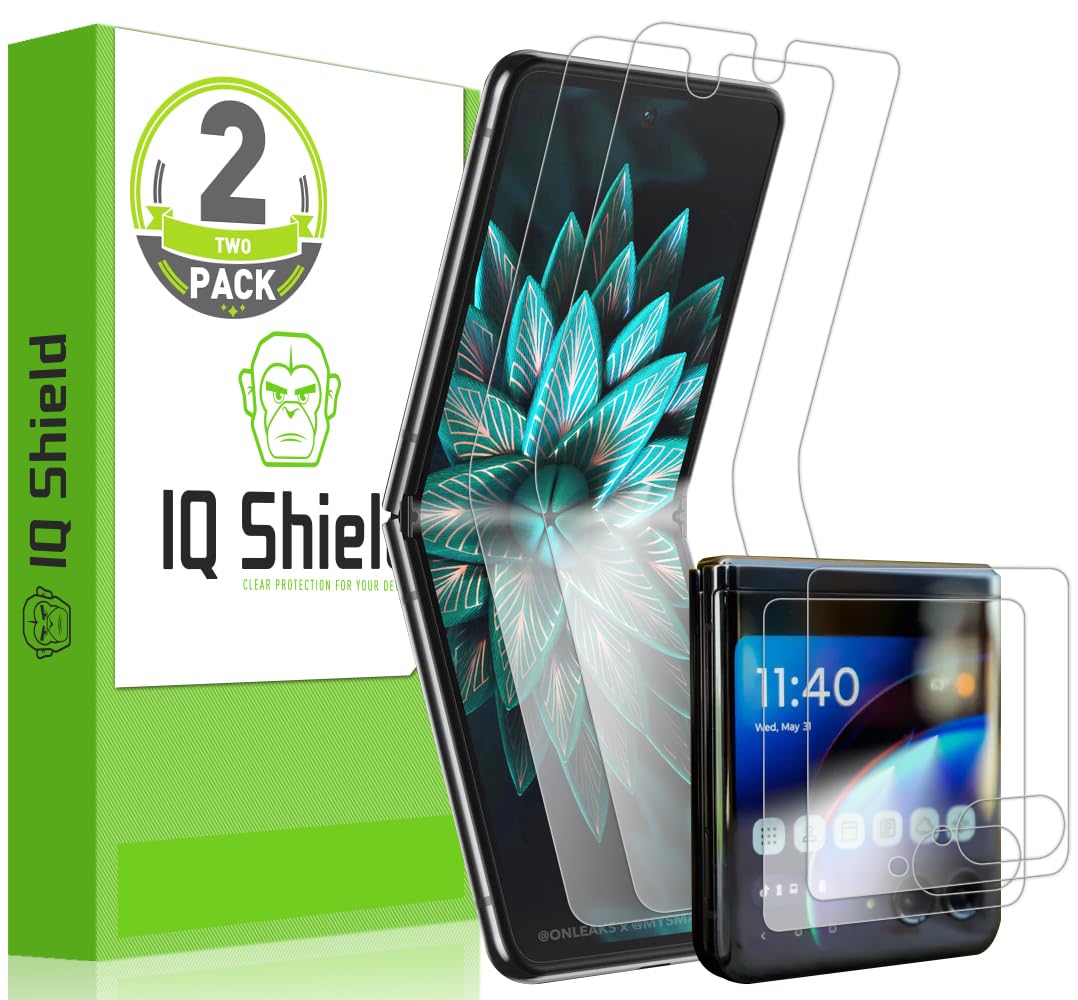 IQShield 2 Pack for Motorola Razr Plus/Razr+ (2024/2023) Screen Protector: Clear TPU Film, Bubble-Free Installation,Case Friendly, HD Clarity for Ultimate Protection