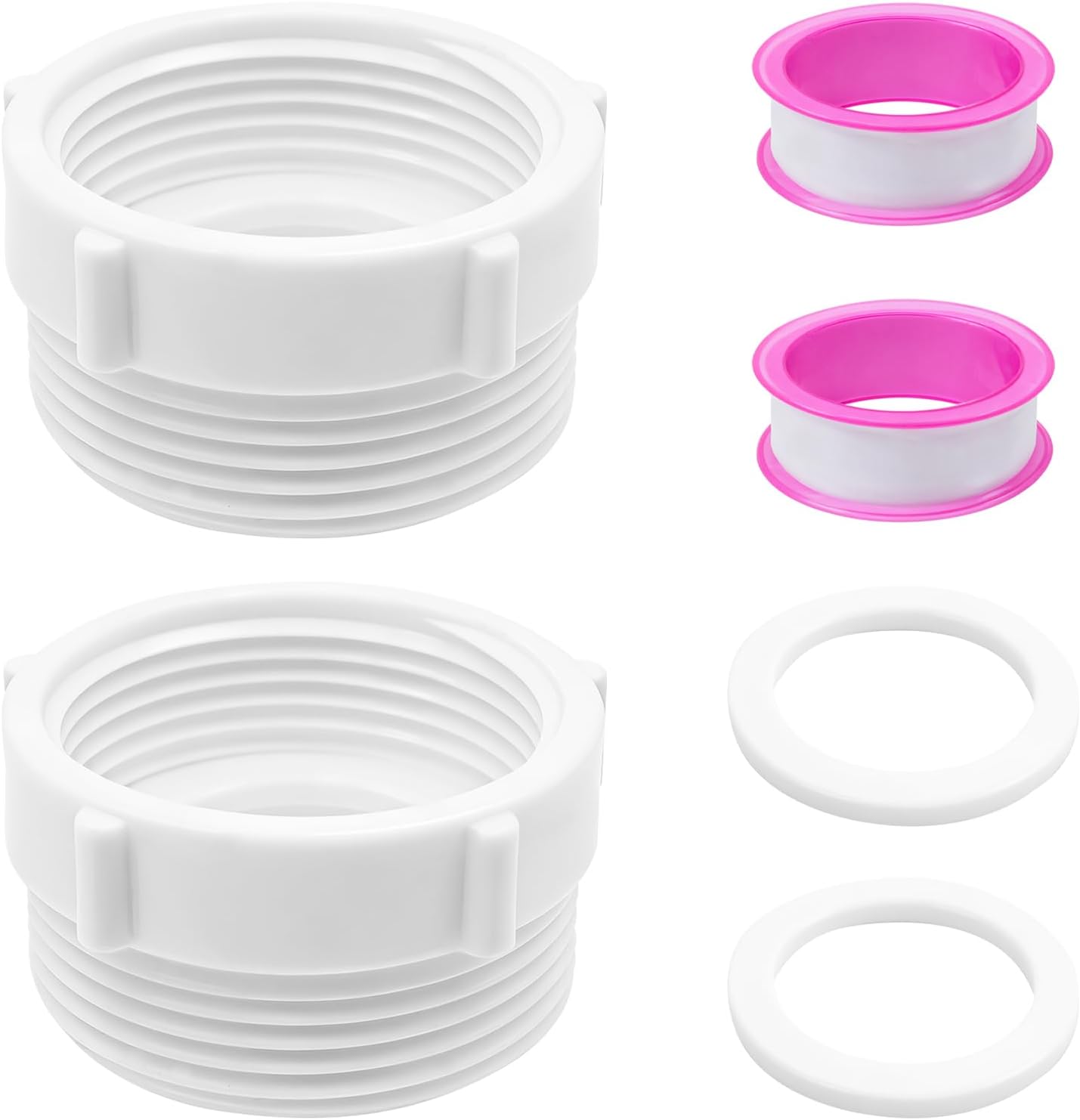 5 PCS 1 1/4 to 1 1/2 Sink Drain Adapter Fits 1-1/2" & 1-1/4" Drain Pipes Reducer Bushing Pipe Hose Fitting Plastic Reducing Pipe Adapter Fitting Adapter for Single Bowl Kitchen & Bathroom Sinks