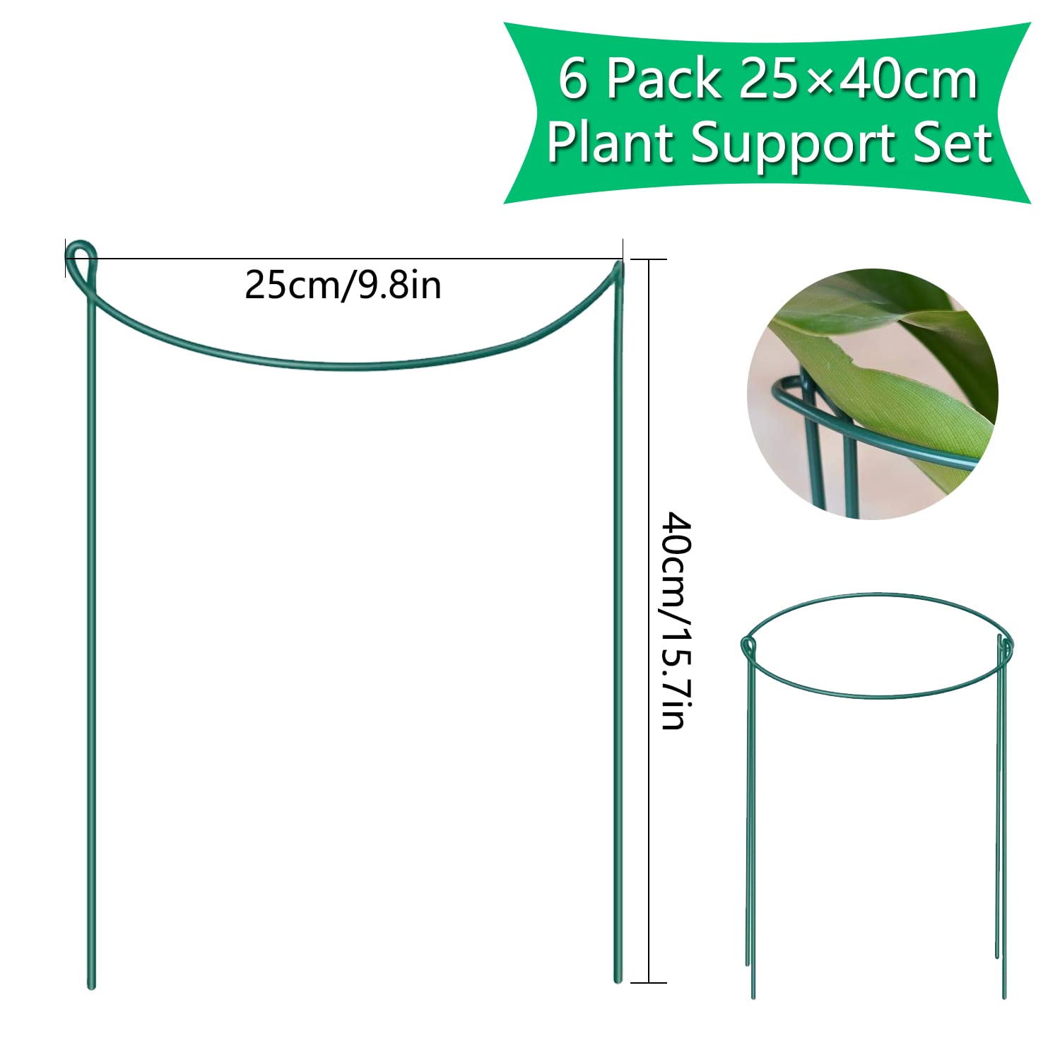 Supporti Per Piante In Metallo - 6 Paletti Semicircolari 25x40 Cm Per Pomodori, Peonie E Rose, Resistenti Alle Intemperie