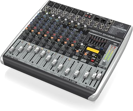 Behringer XENYX QX1222USB Premium 16-Input 2/2-Bus Mixer with XENYX Mic Preamps and Compressors, Klark Teknik Multi-FX Processor, Wireless Option and USB/Audio Interface