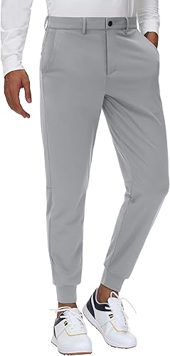 JWM Pantalones Joggers de Golf Elásticos para Hombre con Trabillas para Cinturón - 29" 34" Ajuste Slim Cónico Casual Negocios Viaje Vestir Trabajo
