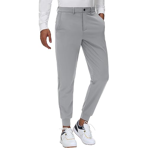 JWM Men's Stretch Golf Joggers Pants with Belt Loops - 29" 34" Slim Fit Tapered Casual Business Travel Dress Work Sweatpants