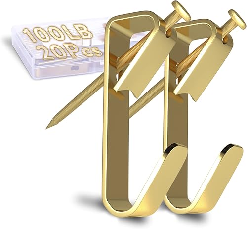 Perchas de fotos de 100 libras, ganchos para colgar fotos, 20 ganchos para marcos, ganchos de fotos, kit de colgadores de accesorios resistentes,