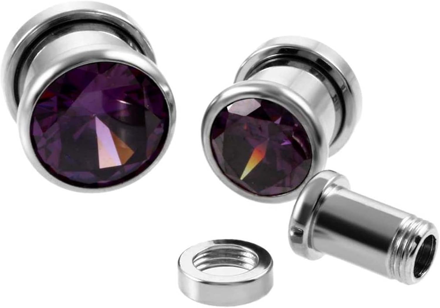 KnSam Tunnel van 6 mm-25 mm, 2-delige set, zilveren oorbellen, rond, met ketting, kegel, hanger, oorplug, roestvrij staal, tunnel, piercing-sieraden, roestvrij staal, Zonder zirkonia KnSam Tunnel van 6 mm-25 mm, 2-delige set, zilveren oorbellen, rond, met ketting, kegel, hanger, oorplug, roestvrij staal, tunnel, piercing-sieraden, roestvrij staal, Zonder zirkonia