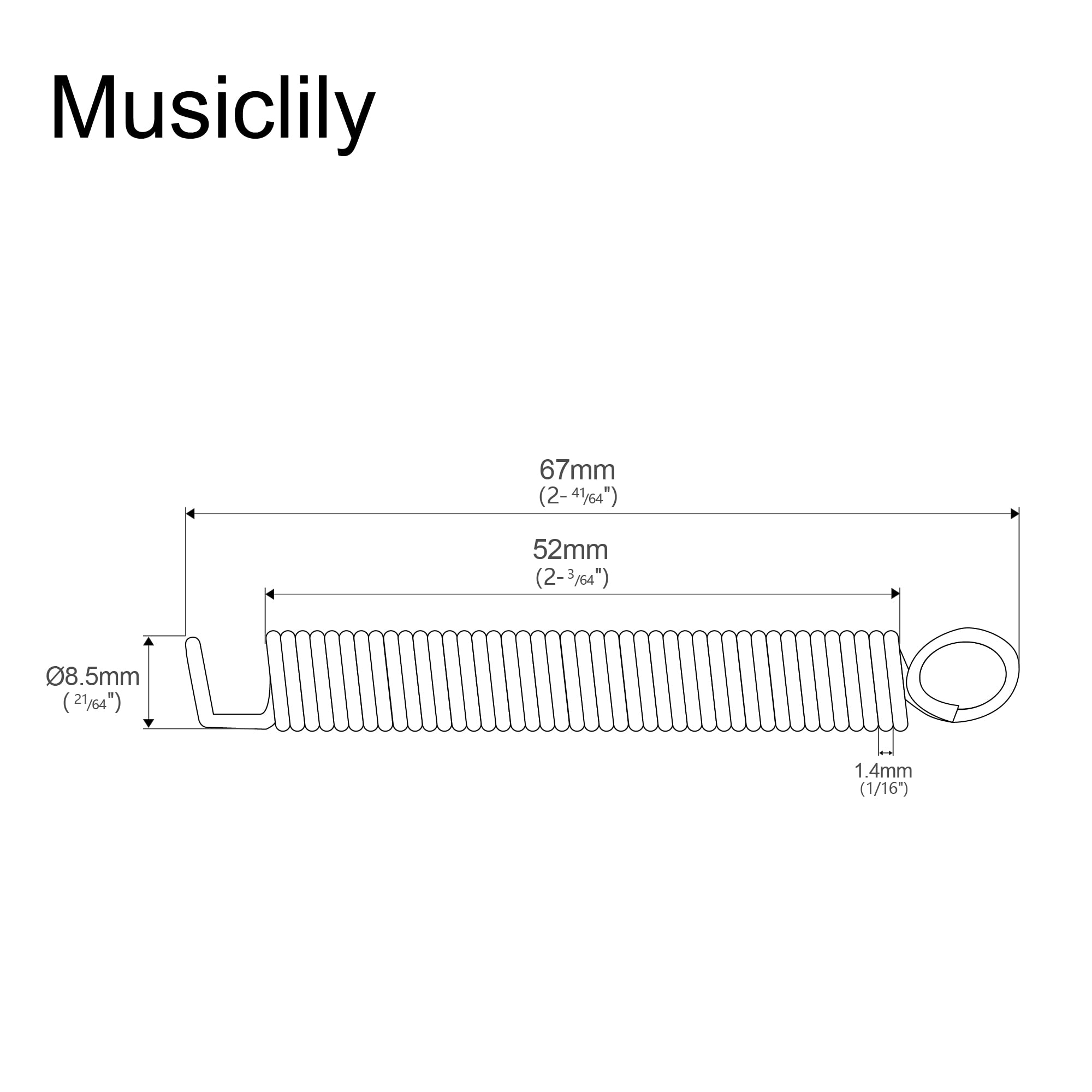 Musiclily Pro Medium Steel Tremolo Tension Springs for Strat Style Electric Guitar Tremolo System, Nickel (Set of 5) - Image 2