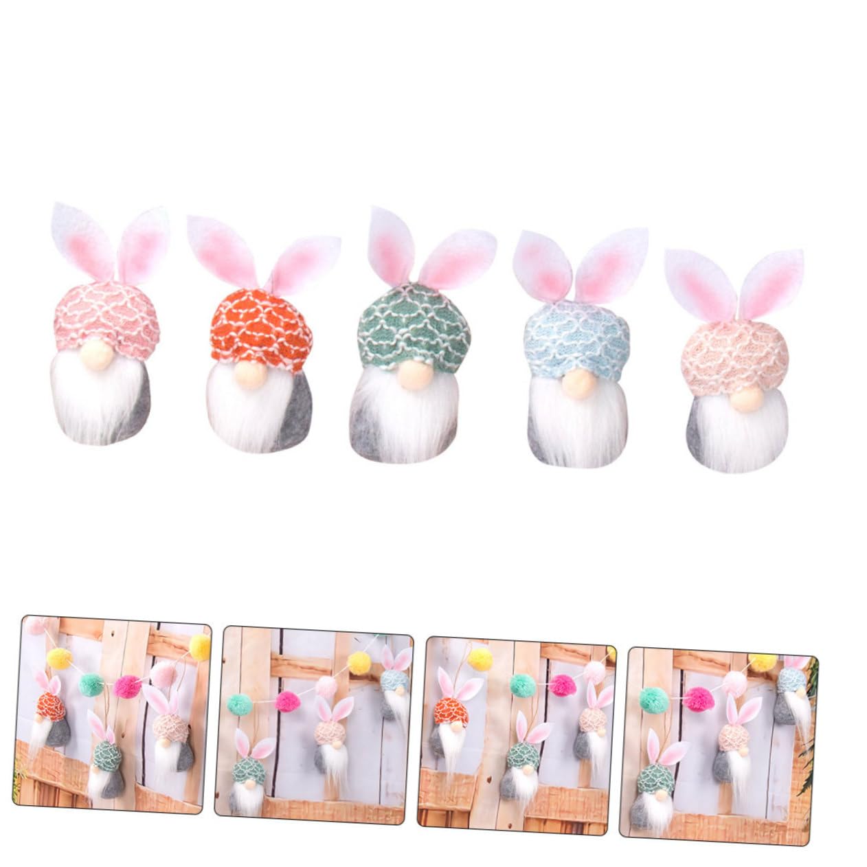 Zerodeko 4 Sätze Osterdekorationen wichtelpuppe Cute Decor Party Decoration osterstreudeko hausdeko Gefälschte Pflanzen künstliche Pflanzen Tassen Osterzwergpuppe Osterparty-Puppe Polyester