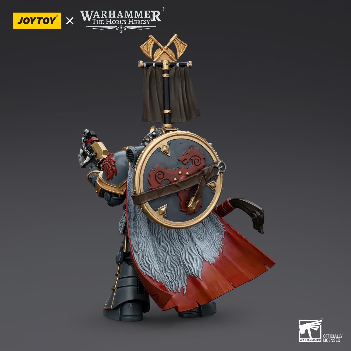 TOYVERSE JOYTOY 1/18 - Figura de acción Warhammer The Horus Heresy, Space Wolves Legion Praetor with Power Axe and Combat Shield, articulaciones móviles Modelo de personaje, 15 Años y más